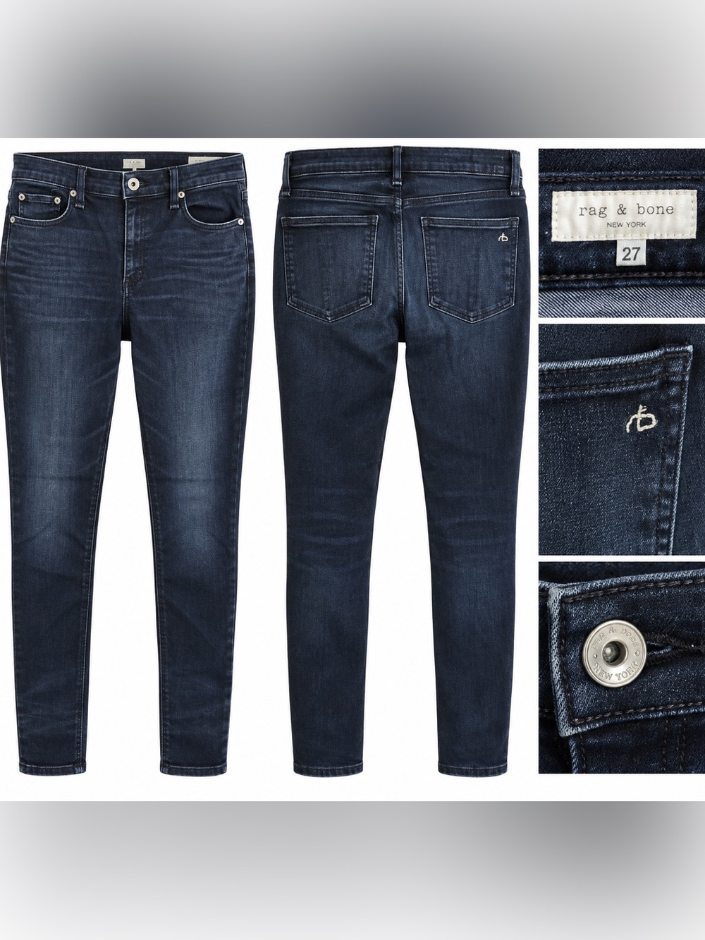 Rag & Bone Nina High-Rise Skinny Jeans New Gate Wash Women’s Size 32 Inseam 29